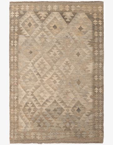4' x 6' Hand Woven Kilim Maymana Wool Rug