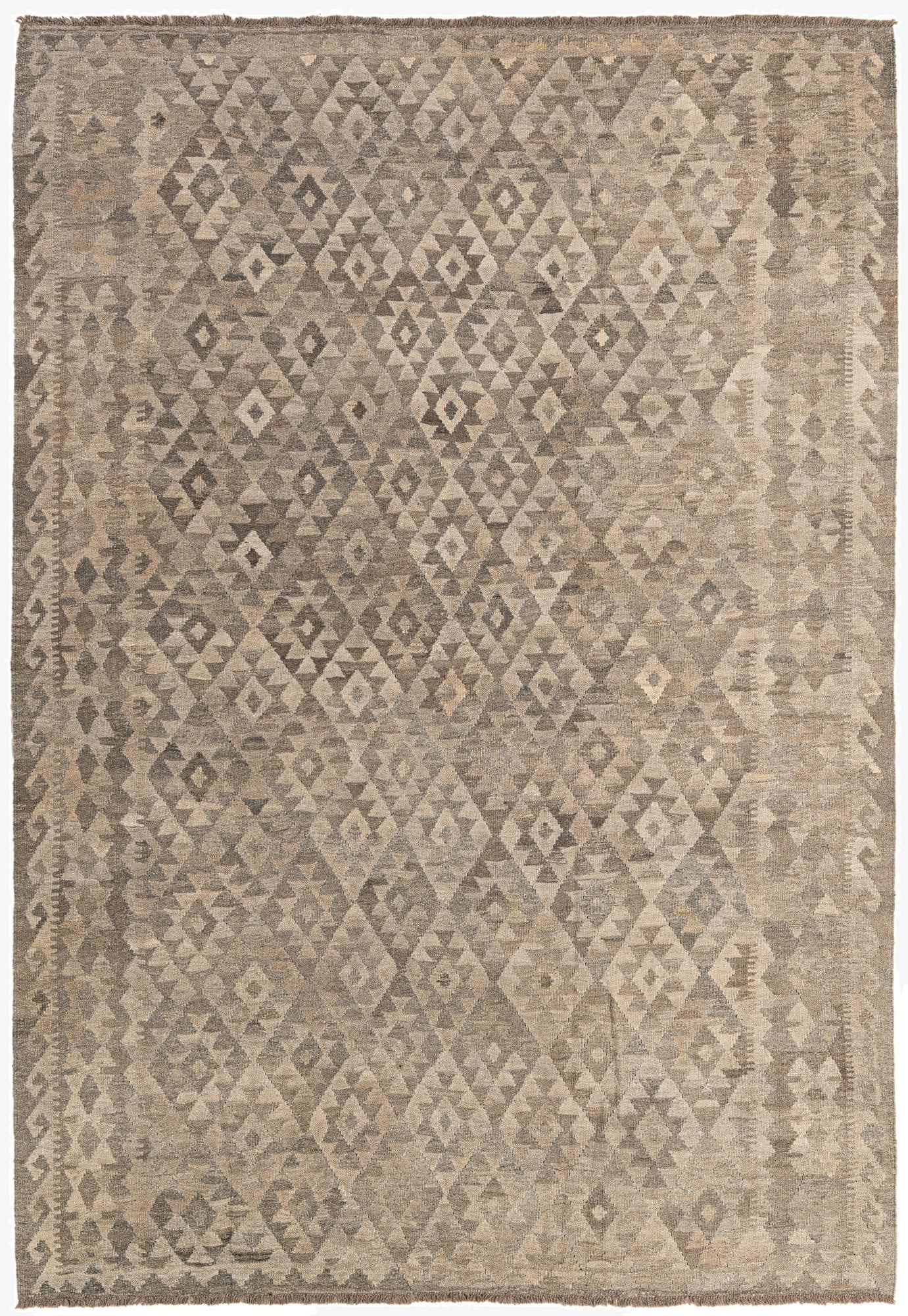 6' 8 x 9' 8  Hand Woven Kilim Maymana Wool Rug