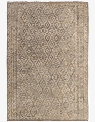 6' 8 x 9' 8 Hand Woven Kilim Maymana Wool Rug