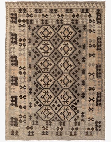 6' 11 x 9' 5 Hand Woven Kilim Maymana Wool Rug