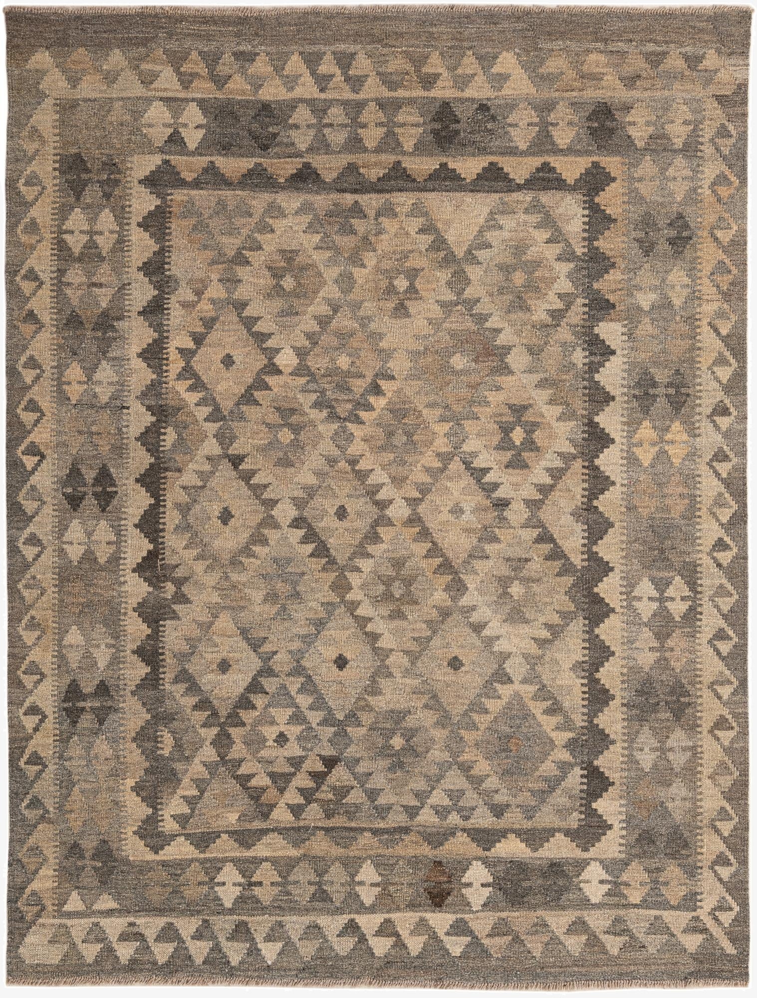 5' x 6' 7  Hand Woven Kilim Maymana Wool Rug