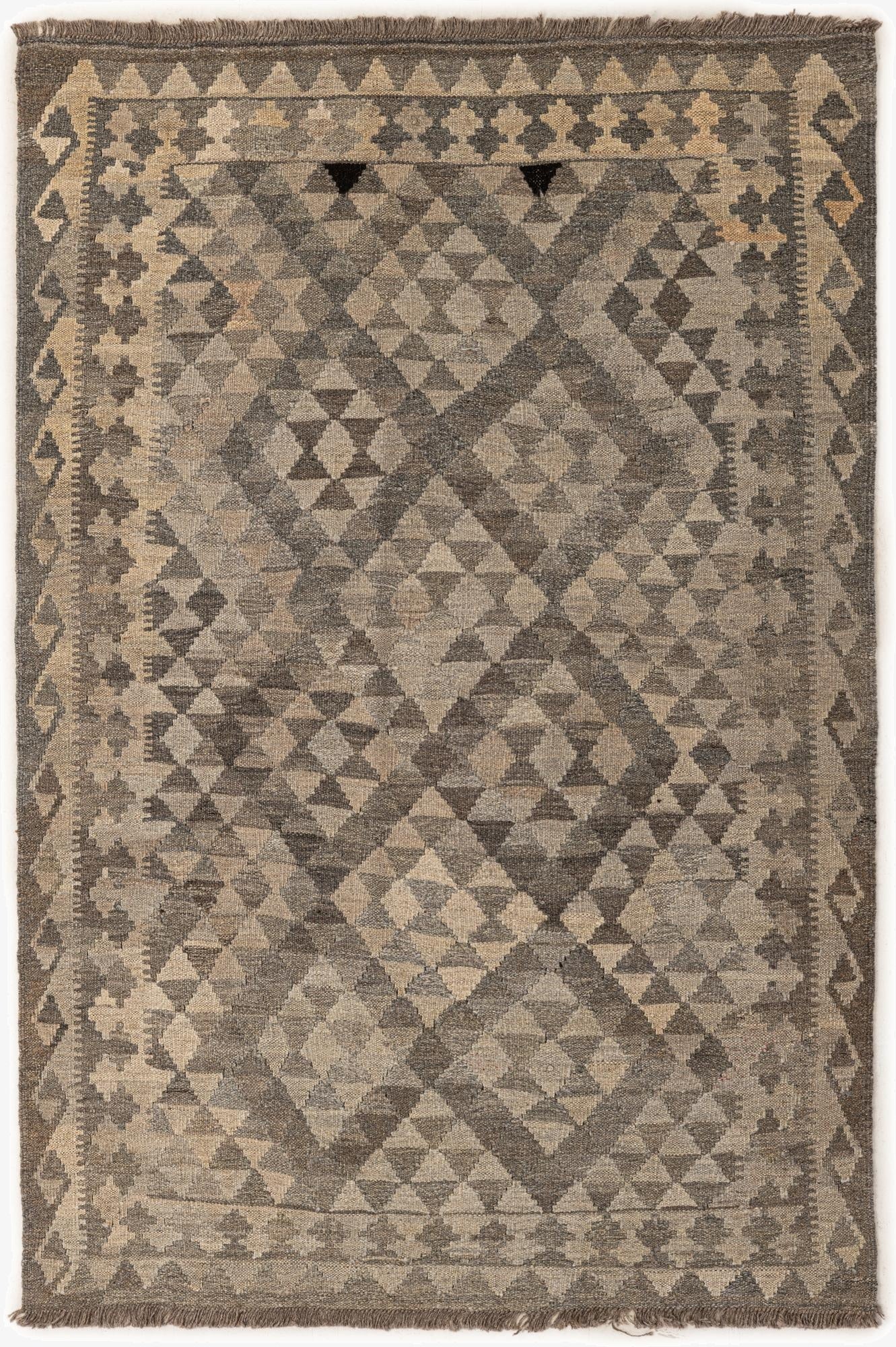 4' 2 x 6' 2  Hand Woven Kilim Maymana Wool Rug