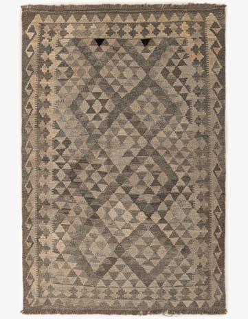 4' 2 x 6' 2 Hand Woven Kilim Maymana Wool Rug