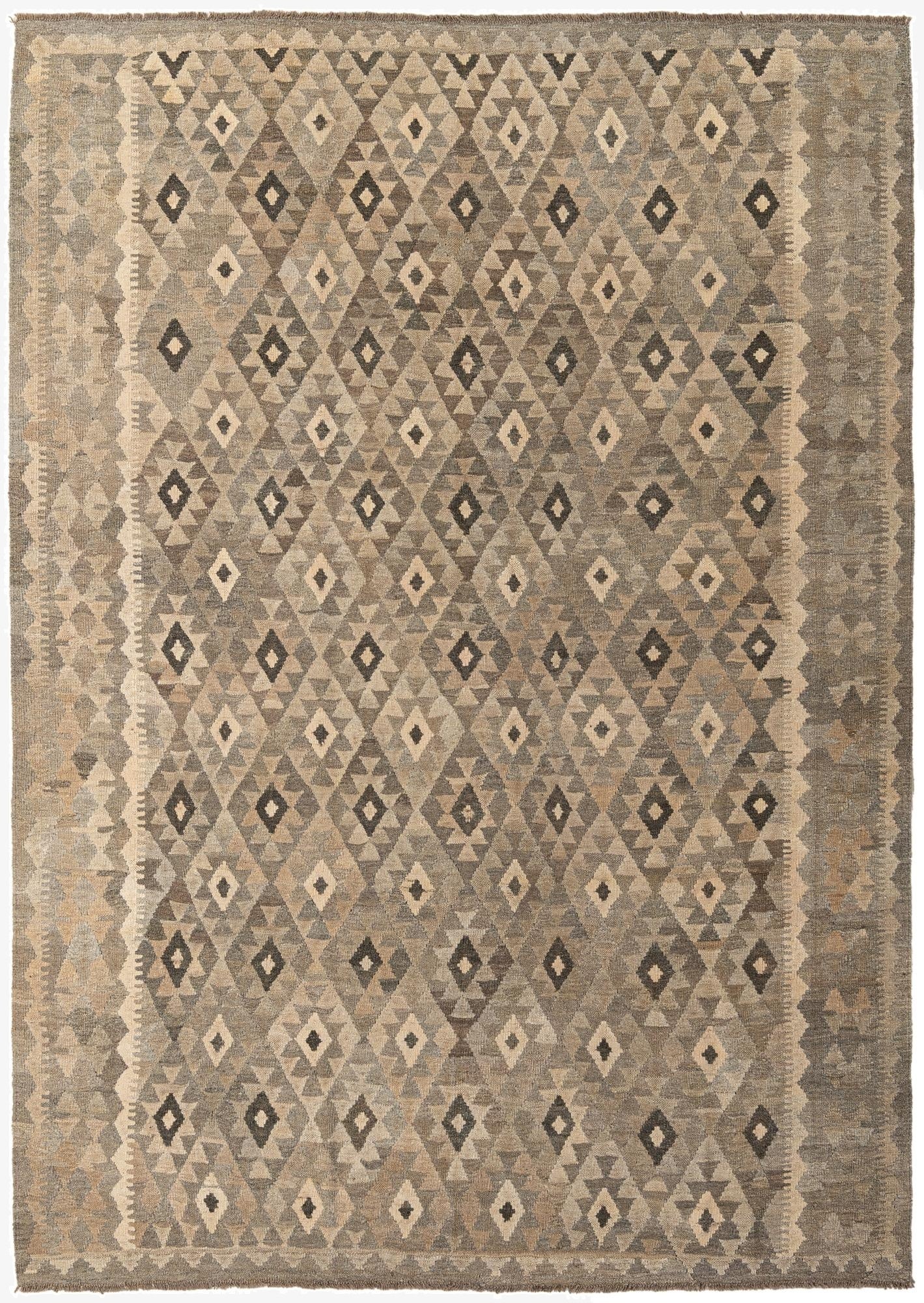 7' x 9' 8  Hand Woven Kilim Maymana Wool Rug