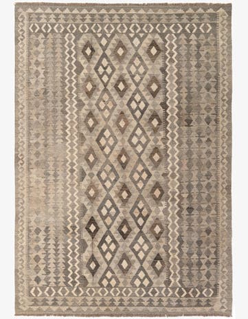 6' 10 x 9' 7 Hand Woven Kilim Maymana Wool Rug