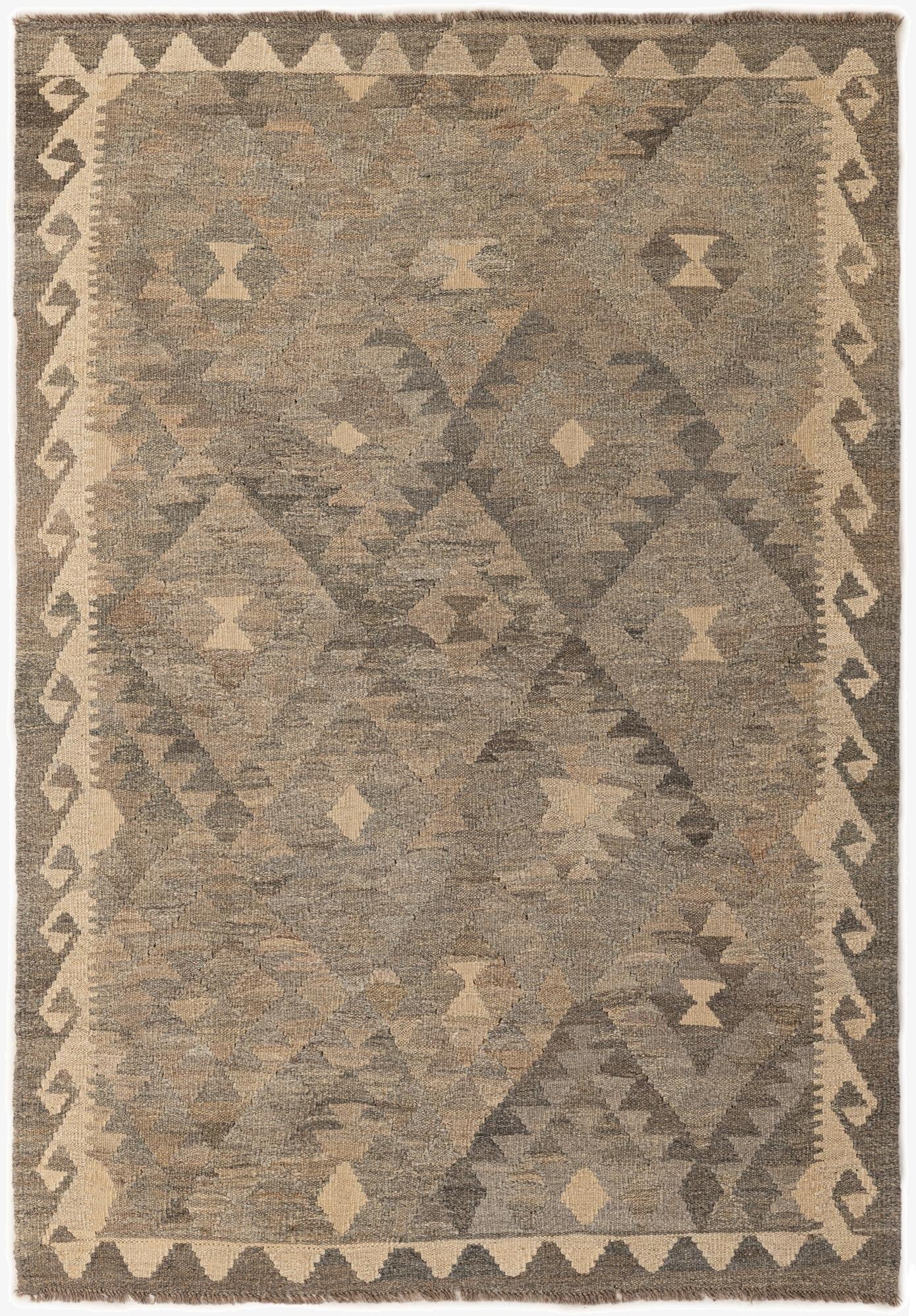 4' 1 x 6'  Hand Woven Kilim Maymana Wool Rug