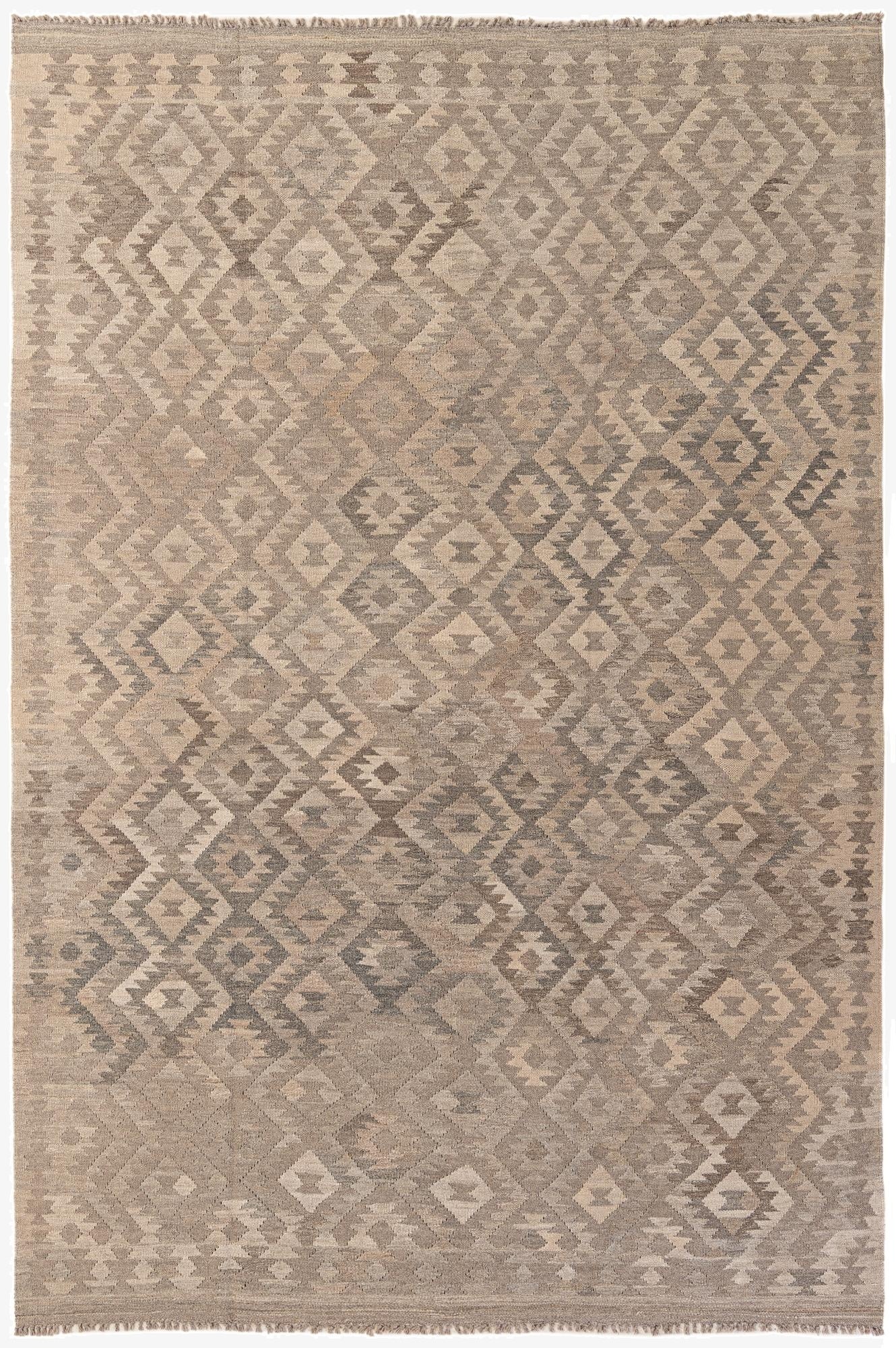 6' 4 x 9' 9  Hand Woven Kilim Maymana Wool Rug