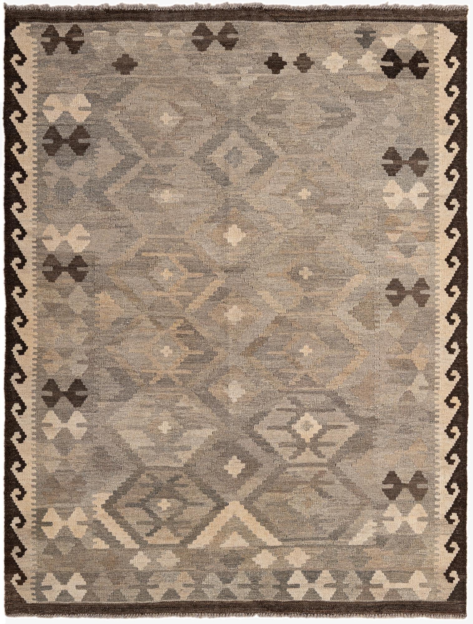 4' 11 x 6' 5  Hand Woven Kilim Maymana Wool Rug
