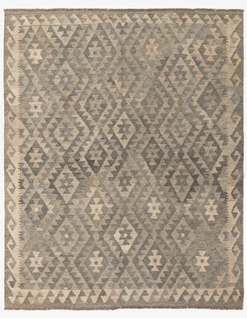 5' 4 x 6' 7 Hand Woven Kilim Maymana Wool Rug