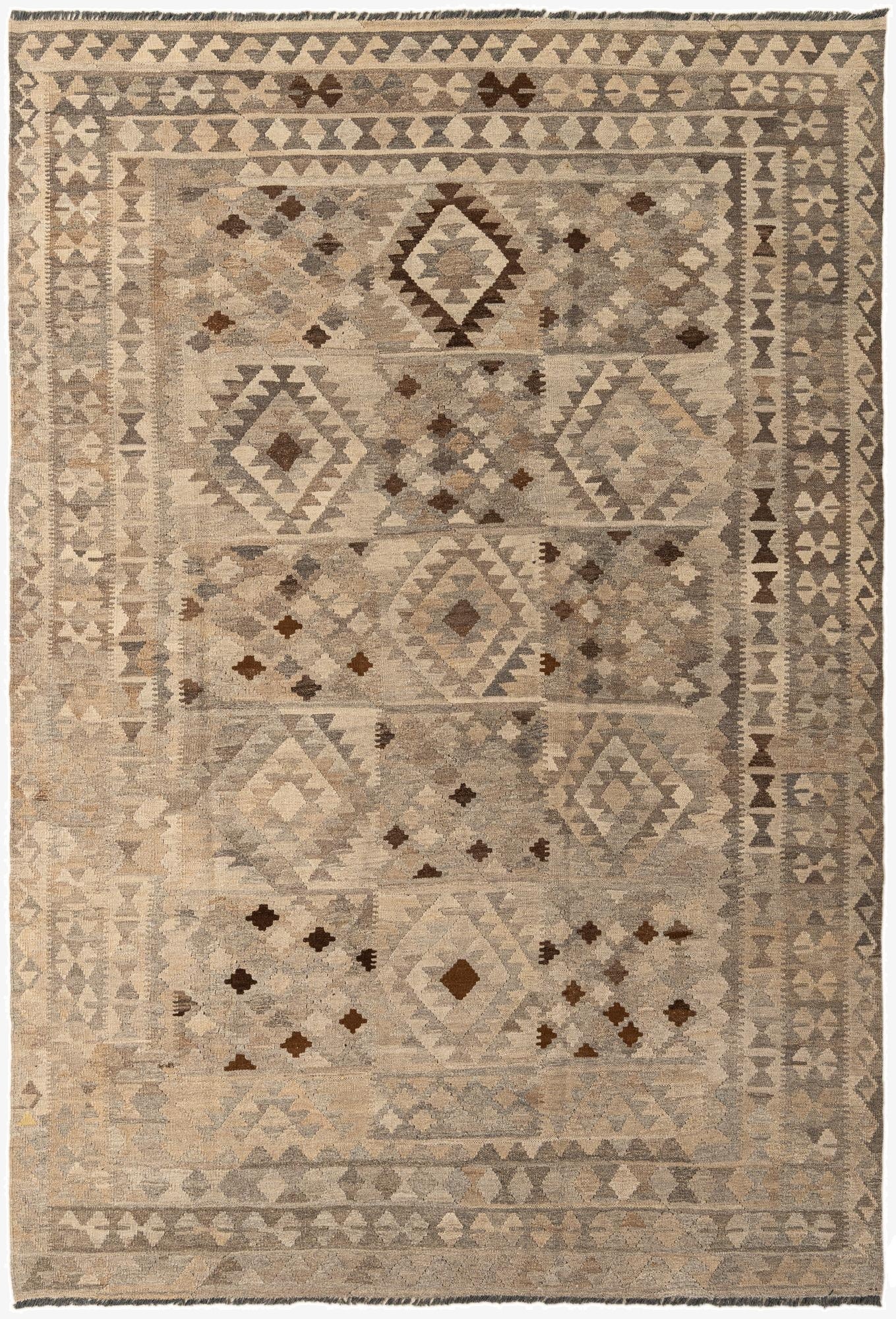 6' 6 x 9' 5  Hand Woven Kilim Maymana Wool Rug