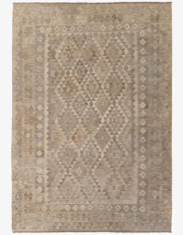 7' x 9' 11 Hand Woven Kilim Maymana Wool Rug