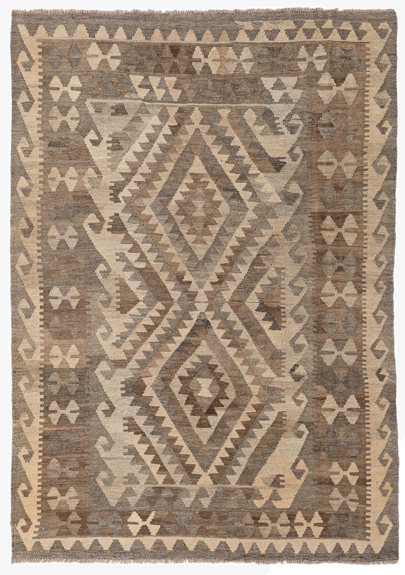 4' 5 x 6' 2  Hand Woven Kilim Maymana Wool Rug