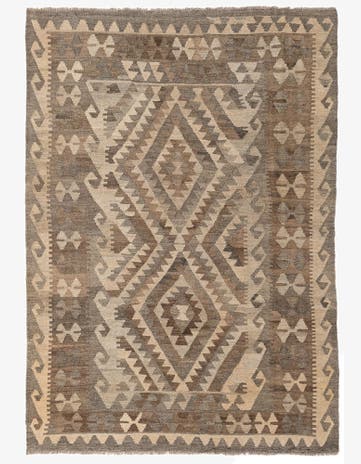 4' 5 x 6' 2 Hand Woven Kilim Maymana Wool Rug