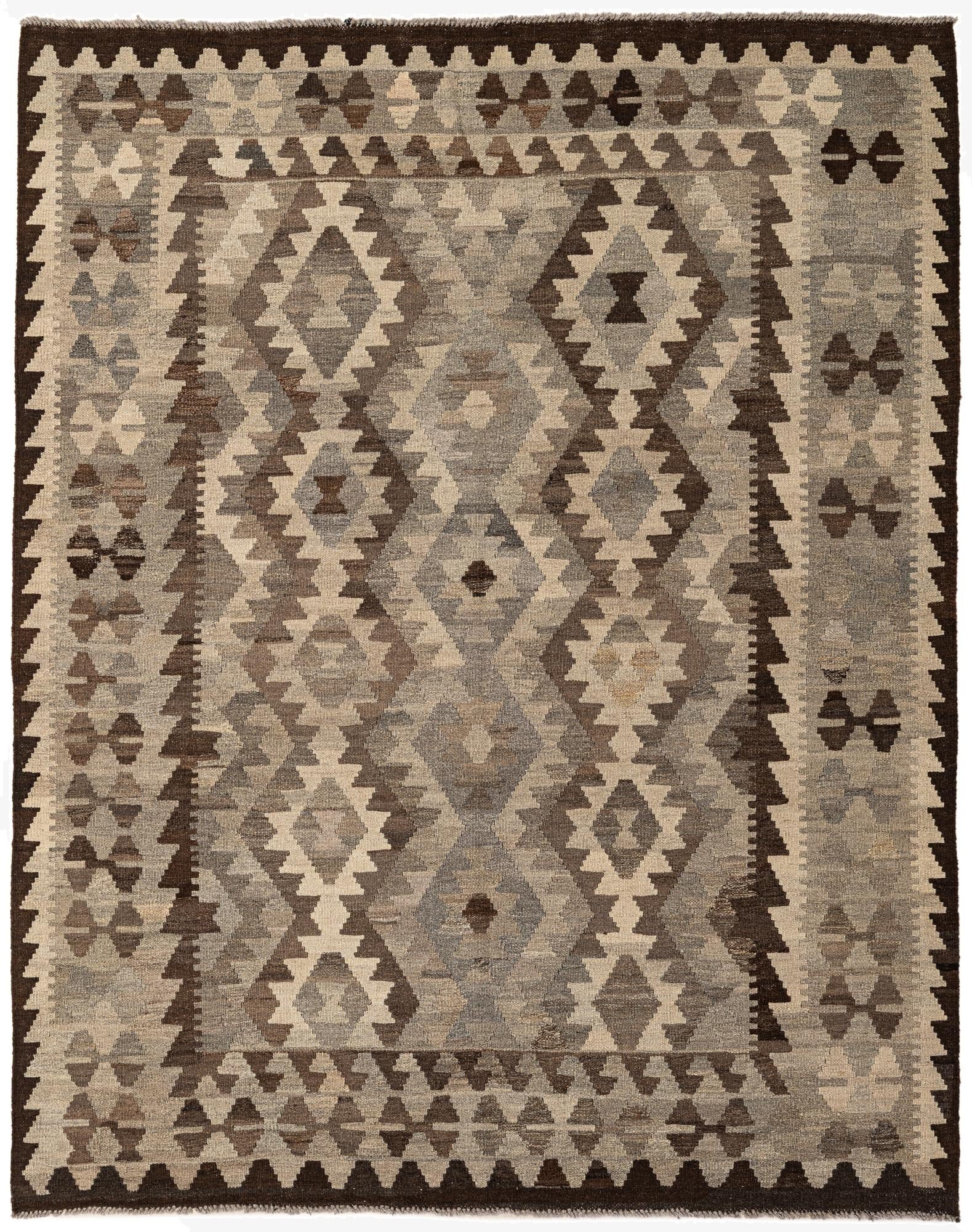 5' 3 x 6' 6  Hand Woven Kilim Maymana Wool Rug
