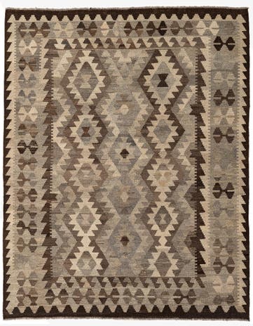 5' 3 x 6' 6 Hand Woven Kilim Maymana Wool Rug