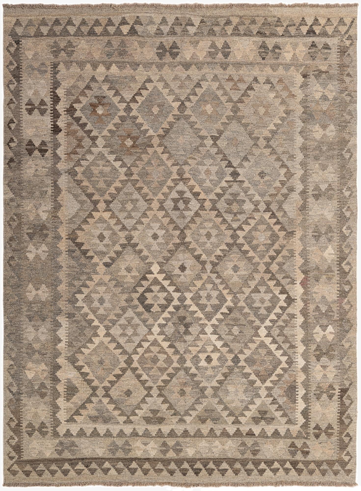 5' x 6' 9  Hand Woven Kilim Maymana Wool Rug