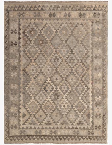 5' x 6' 9 Hand Woven Kilim Maymana Wool Rug