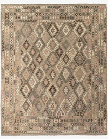 10' 7 x 12' 1 Hand Woven Kilim Maymana Wool Rug