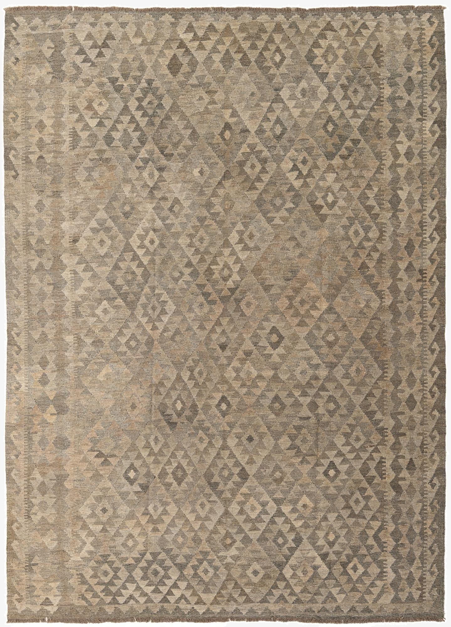 6' 11 x 9' 8  Hand Woven Kilim Maymana Wool Rug