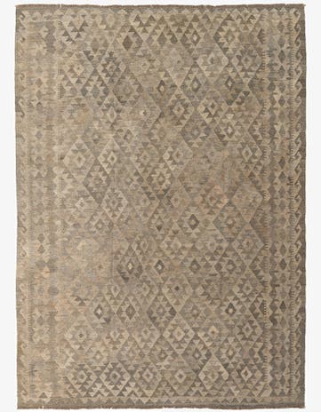 6' 11 x 9' 8 Hand Woven Kilim Maymana Wool Rug