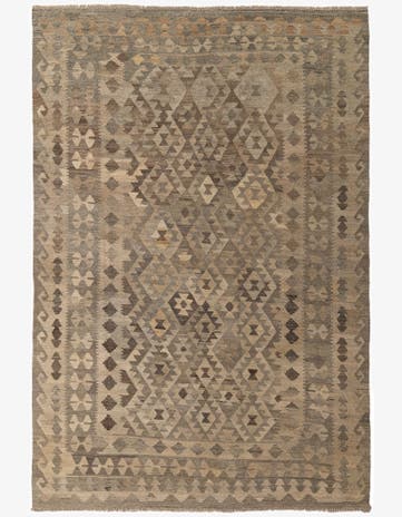 6' 8 x 9' 8 Hand Woven Kilim Maymana Wool Rug