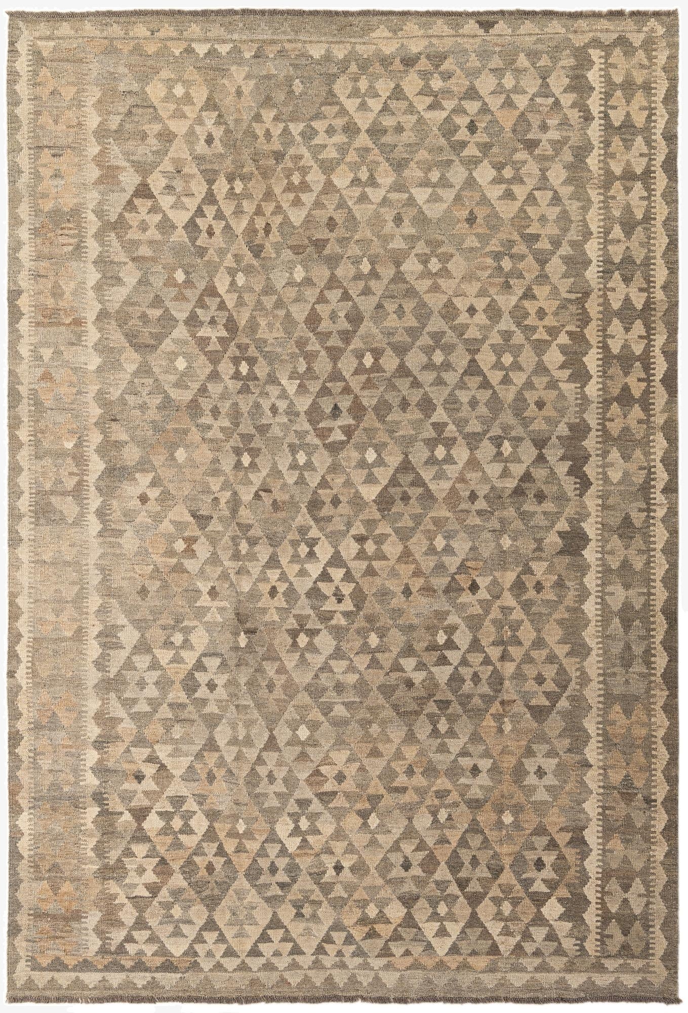 6' 8 x 9' 8  Hand Woven Kilim Maymana Wool Rug