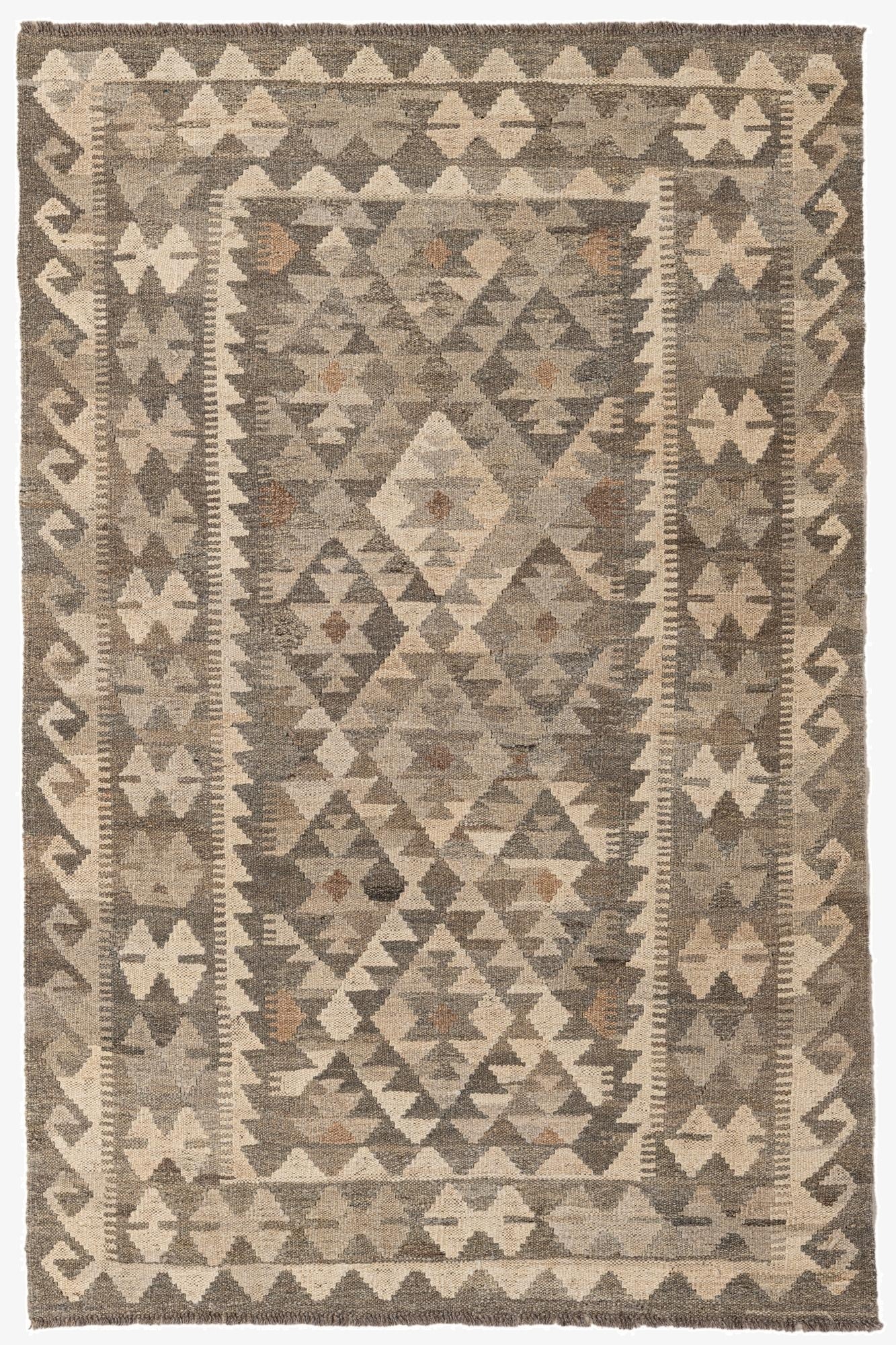 4' x 6'  Hand Knotted Kilim Maymana Wool Rug