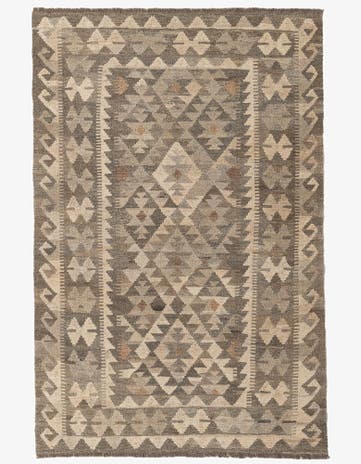 4' x 6' Hand Knotted Kilim Maymana Wool Rug