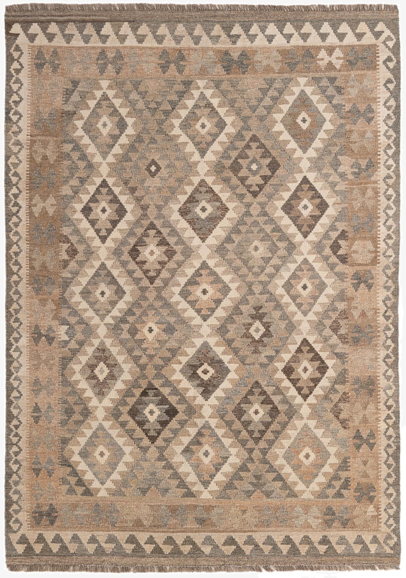 4' 11 x 7'  Hand Woven Kilim Maymana Wool Rug