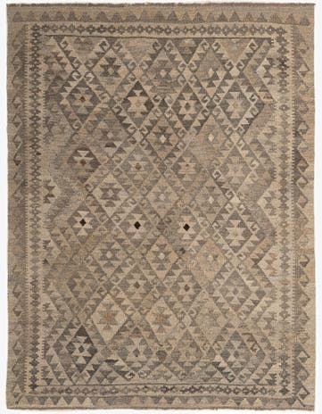 5' 4 x 6' 10 Hand Woven Kilim Maymana Wool Rug