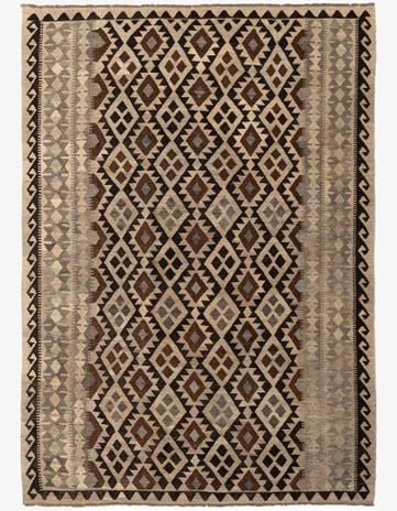 6' 10 x 9' 8 Hand Woven Kilim Maymana Wool Rug