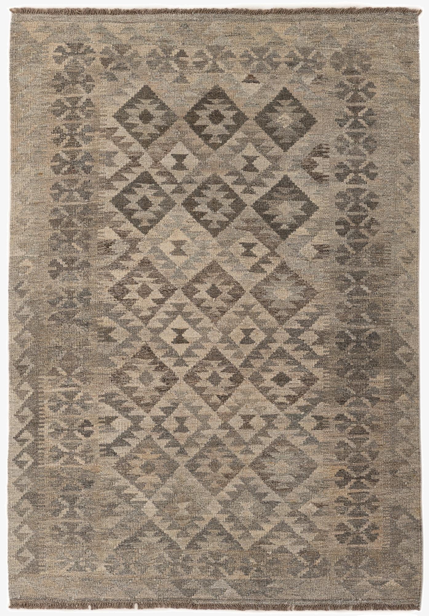 4' 1 x 6'  Hand Woven Kilim Maymana Wool Rug