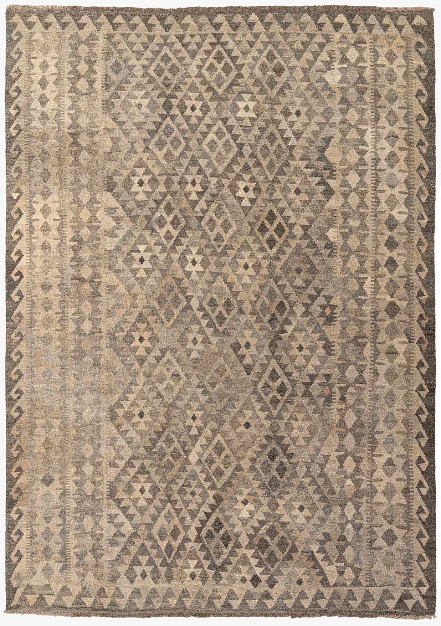 6' 11 x 9' 9  Hand Woven Kilim Maymana Wool Rug