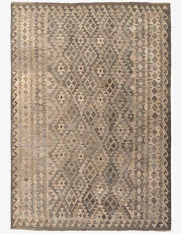 6' 11 x 9' 9 Hand Woven Kilim Maymana Wool Rug