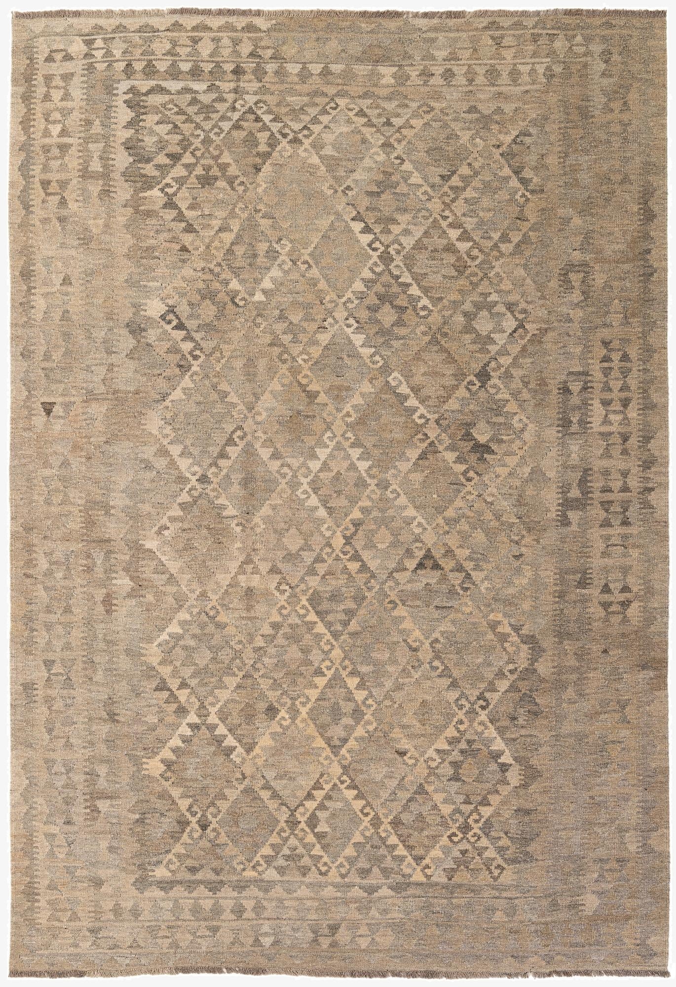 6' 10 x 9' 11  Hand Woven Kilim Maymana Wool Rug