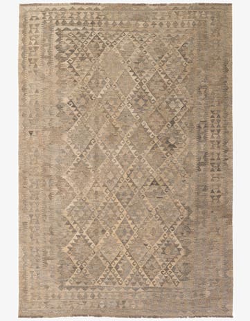 6' 10 x 9' 11 Hand Woven Kilim Maymana Wool Rug