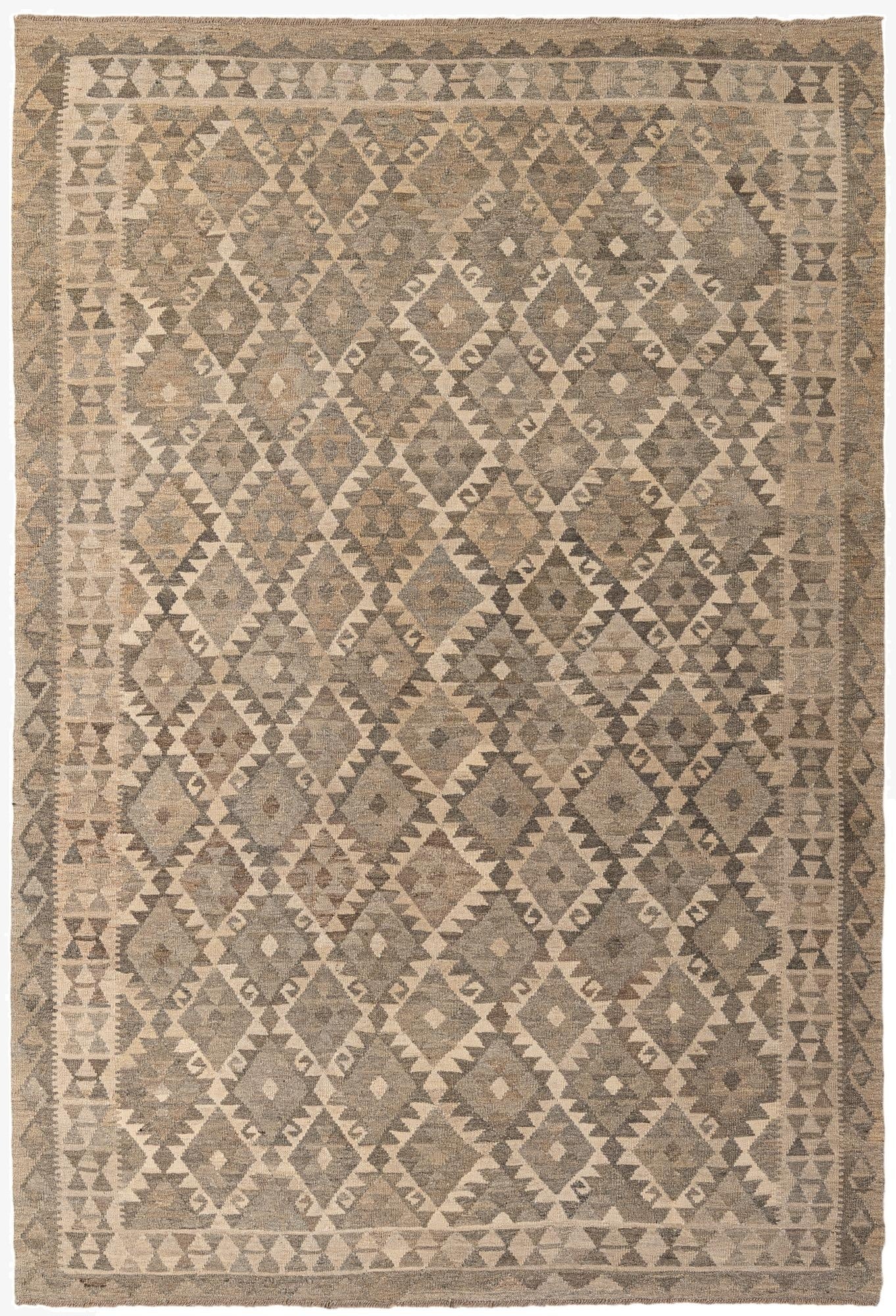 6' 8 x 9' 9  Hand Woven Kilim Maymana Wool Rug