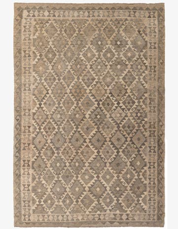 6' 8 x 9' 9 Hand Woven Kilim Maymana Wool Rug