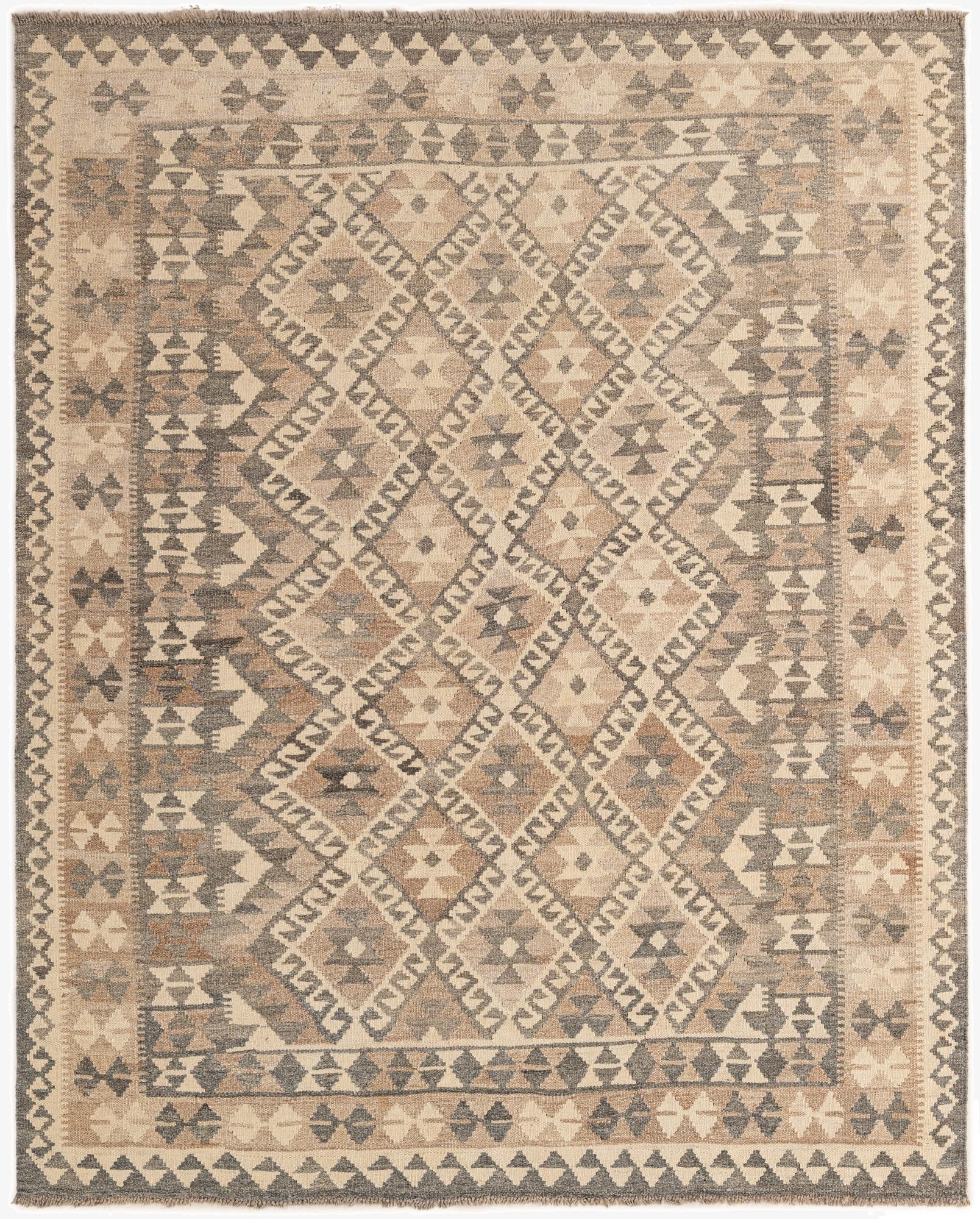 5' 4 x 6' 7  Hand Woven Kilim Maymana Wool Rug