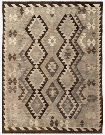 5' 1 x 6' 8 Hand Woven Kilim Maymana Wool Rug