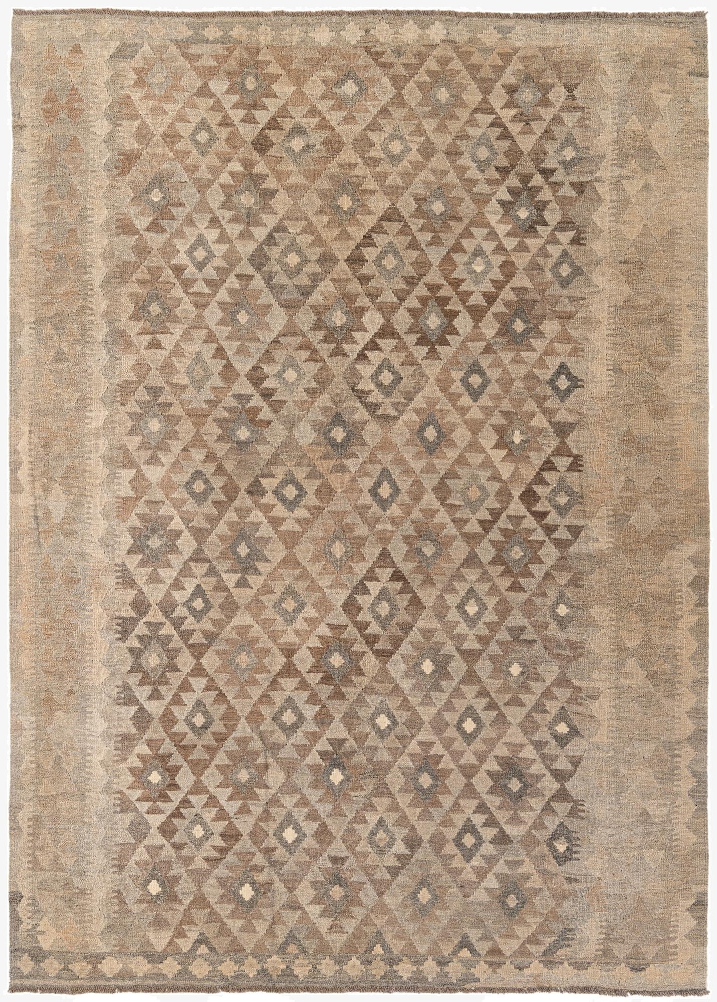 7' x 9' 9  Hand Woven Kilim Maymana Wool Rug