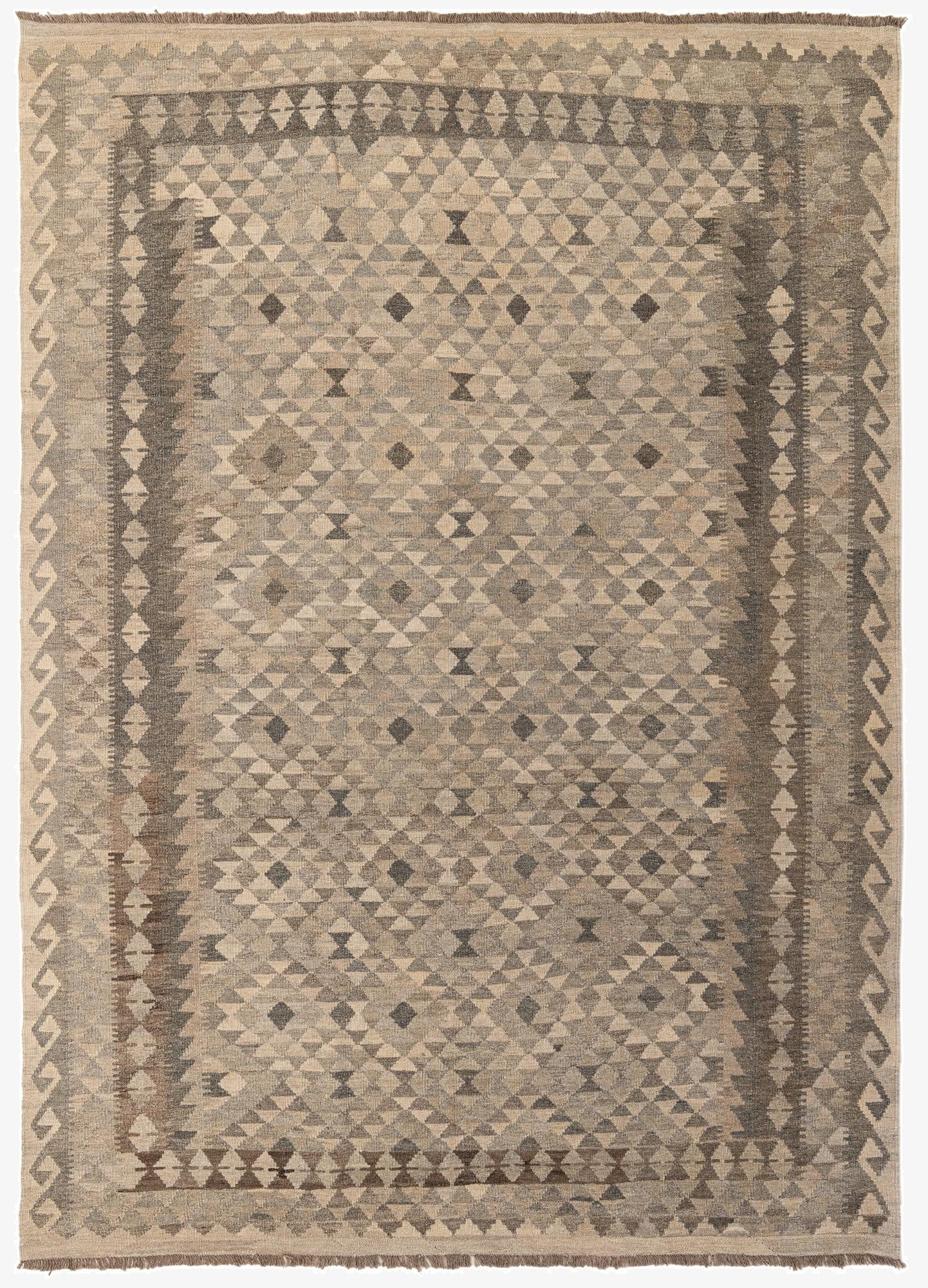 7' x 9' 11  Hand Woven Kilim Maymana Wool Rug