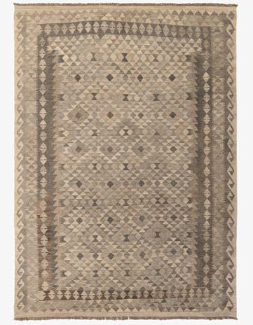 7' x 9' 11 Hand Woven Kilim Maymana Wool Rug