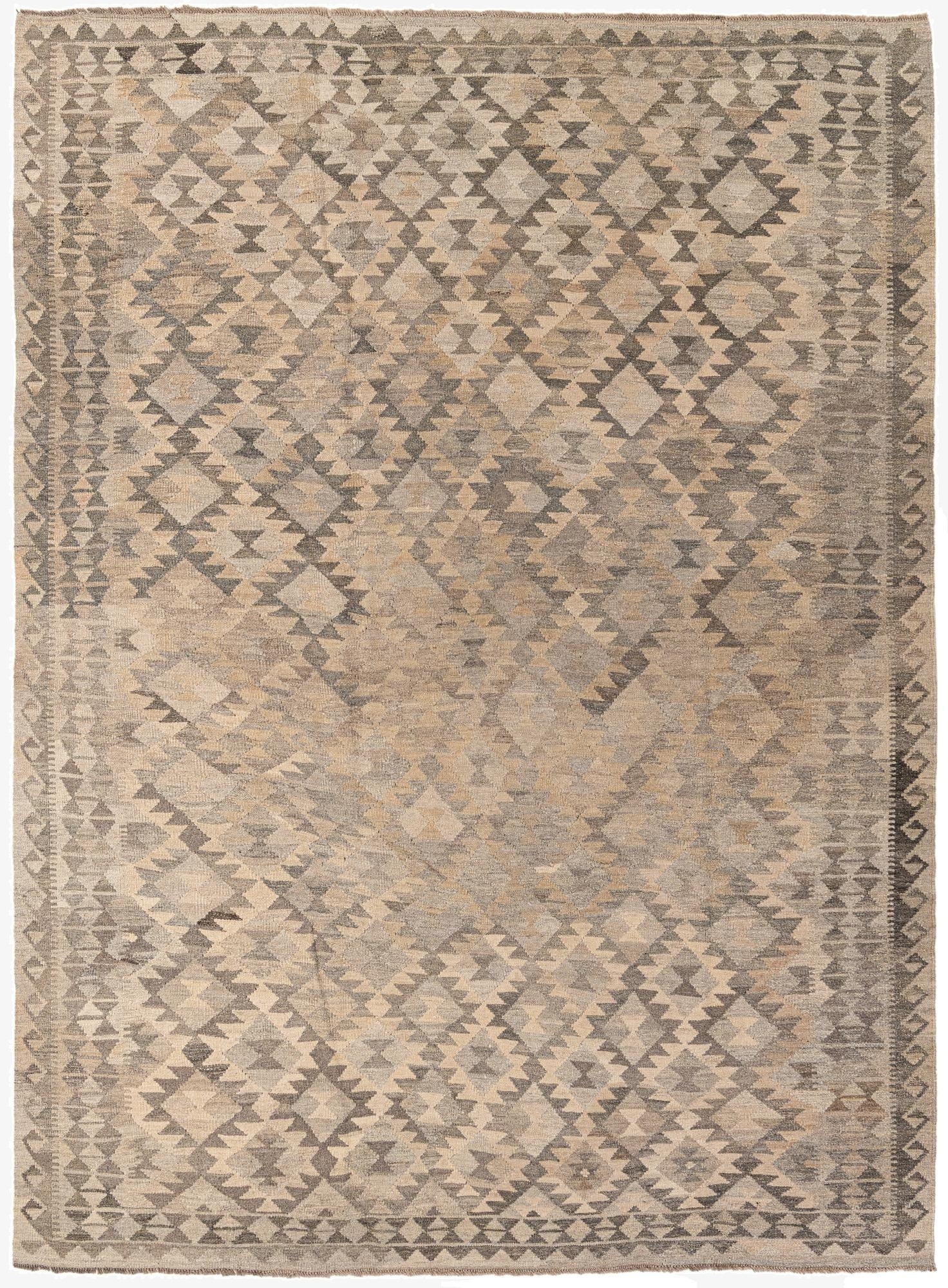 7' 1 x 9' 8  Hand Woven Kilim Maymana Wool Rug