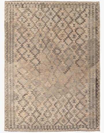 7' 1 x 9' 8 Hand Woven Kilim Maymana Wool Rug