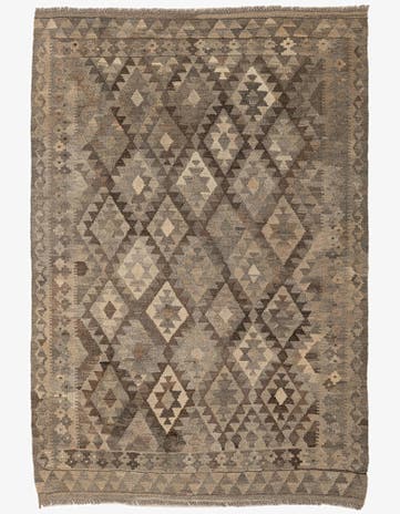 4' 2 x 6' 1 Hand Woven Kilim Maymana Wool Rug