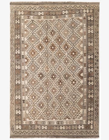 5' 9 x 8' 6 Hand Woven Kilim Maymana Wool Rug