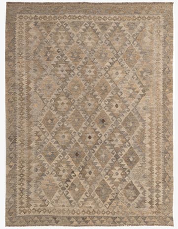 5' 1 x 6' 10 Hand Woven Kilim Maymana Wool Rug