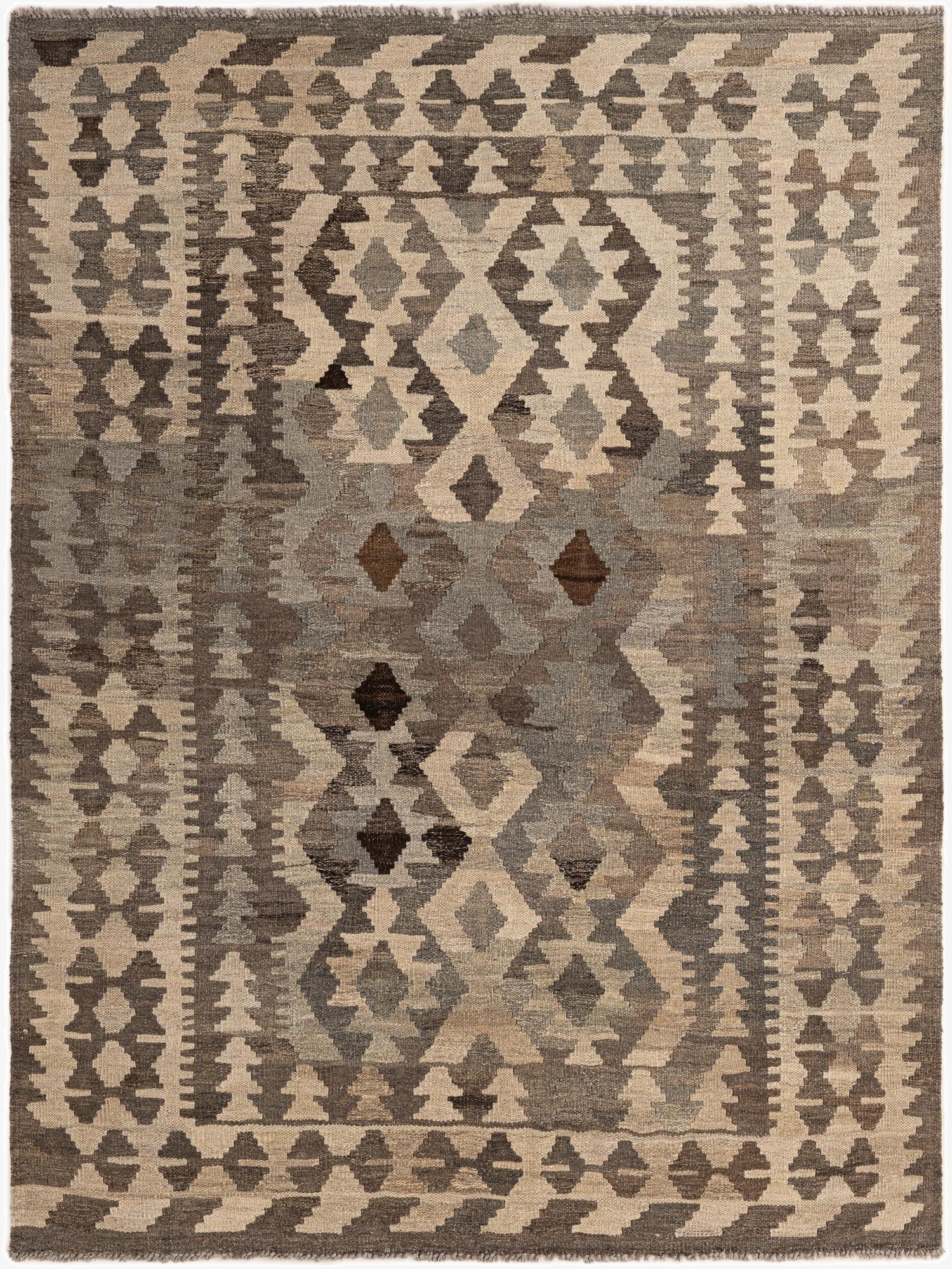 5' x 6' 7  Hand Woven Kilim Maymana Wool Rug