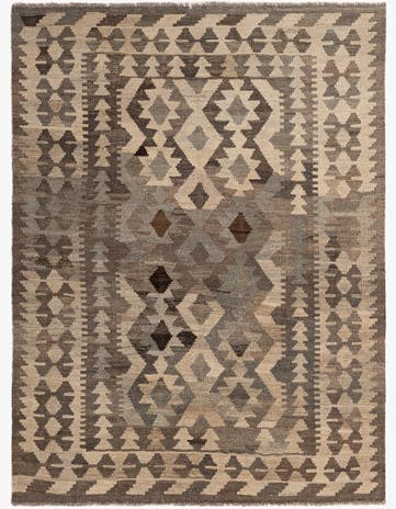 5' x 6' 7 Hand Woven Kilim Maymana Wool Rug